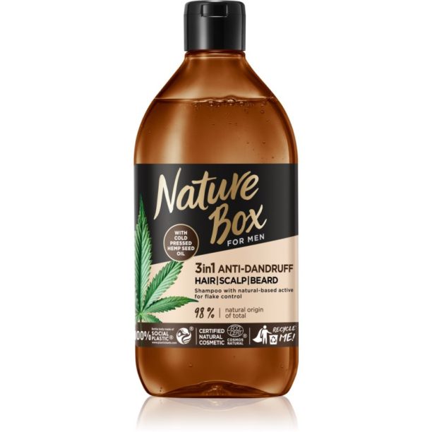 Nature Box Hemp Seed шампоан против пърхот 3 в 1 за мъже 385 мл. на ниска цена