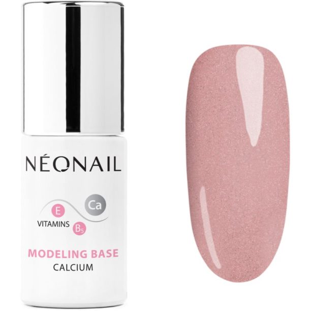 NeoNail Modeling Base Calcium основен лак за нокти с гел с калций цвят Bubbly Pink 7