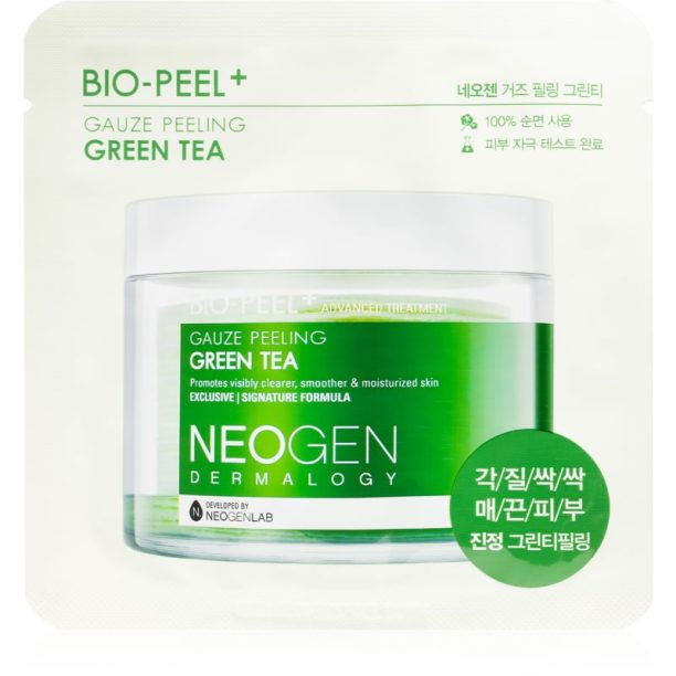 Neogen Dermalogy Bio-Peel+ Gauze Peeling Green Tea ексфолиращи тампони за лице за освежаване и хидратация 8 бр.