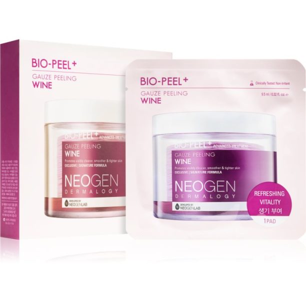 Neogen Dermalogy Bio-Peel+ Gauze Peeling Wine ексфолиращи тампони за лице за изглаждане на кожата и минимизиране на порите 8 бр. на ниска цена