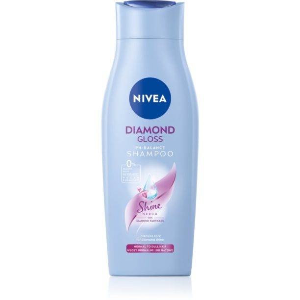 Nivea Diamond Gloss грижовен шампоан за уморена коса без блясък 400 мл.