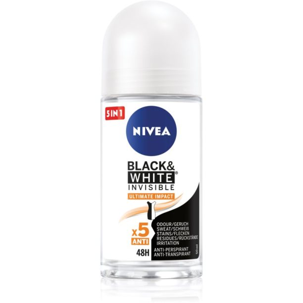 Nivea Invisible Black & White Ultimate Impact рол-он и антиперспирант за жени 50 мл.