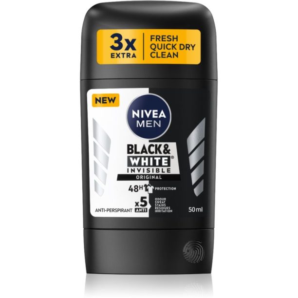 Nivea Men Black & White Invisible Original твърд антиперспирант за мъже 50 мл. на ниска цена