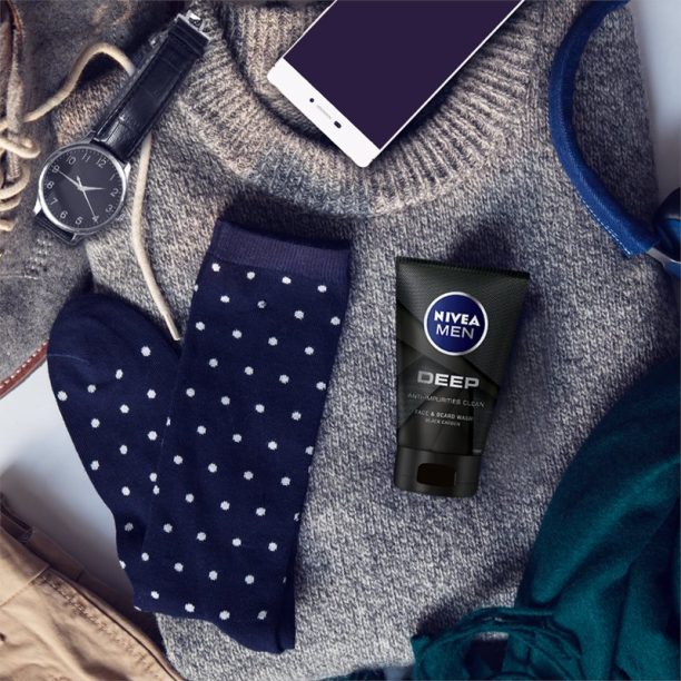 Nivea Men Deep почистващ гел за зоната на лицето и брадата за мъже 100 мл. на ниска цена