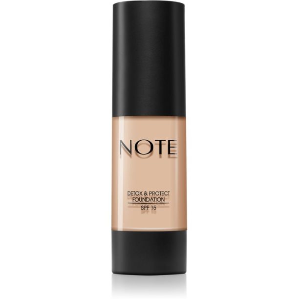 Note Cosmetique Detox and Protect Foundation течен фон дьо тен с матов завършек 121 Porcelain 30 мл.