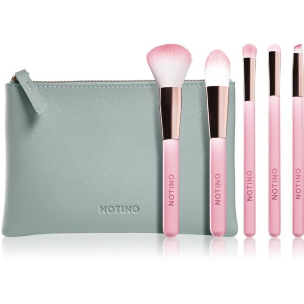 Notino Pastel Collection Brush set with pouch комплект за пътуване с четки и чантичка на ниска цена