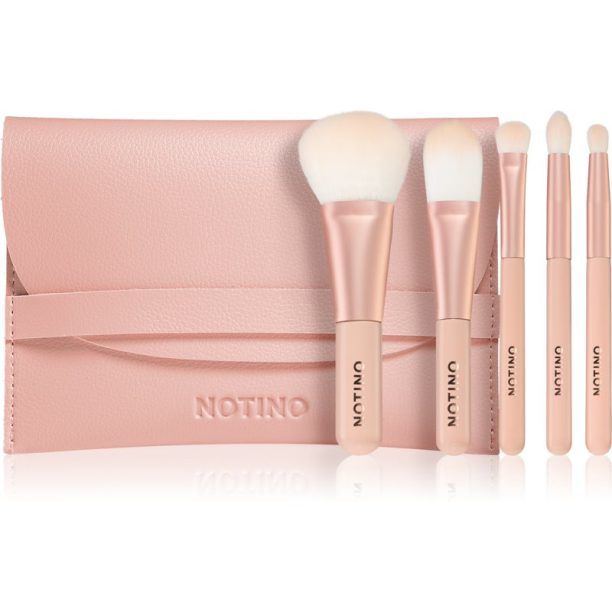 Notino Pastel Collection Travel brush set with pouch комплект за пътуване с четки и чантичка 1 бр. на ниска цена