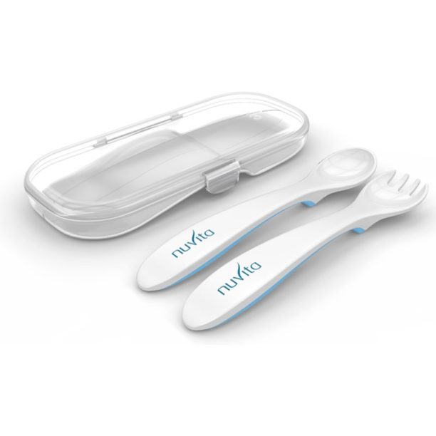 Nuvita Spoon and fork set прибор в кутия Pastel blue 2 бр.