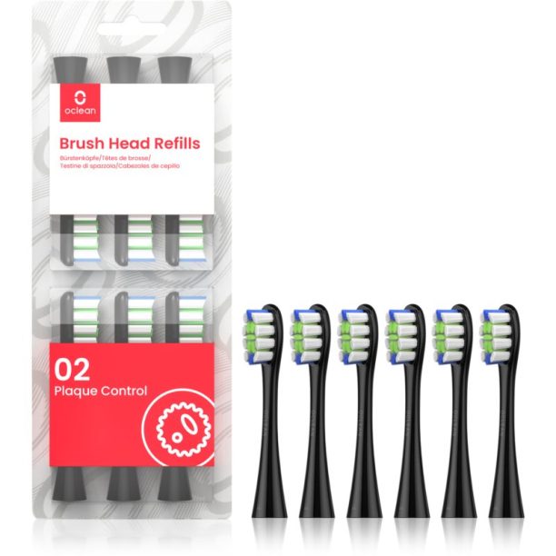 OClean Brush Head Plaque Control резервни глави за четка за зъби Black 6 бр.