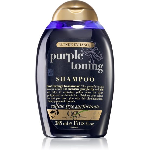 OGX Blonde Enhance+ Purple Toning лилав шампоан неутрализиращ жълтеникавите оттенъци 385 мл.