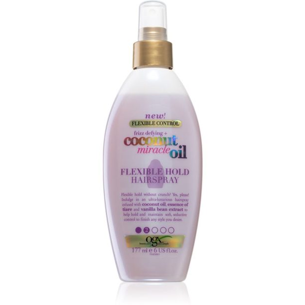 OGX Coconut Miracle Oil лак за коса с лека фиксация без аерозоли 177 мл.