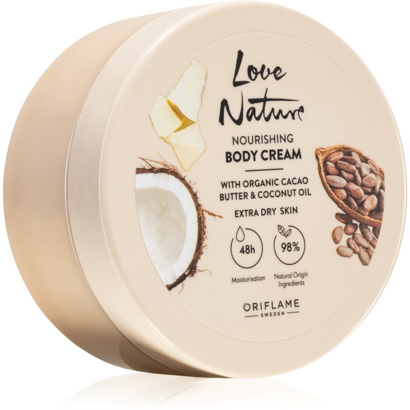 Oriflame Love Nature Cacao Butter & Coconut Oil подхранващ крем за тяло с хидратиращ ефект 200 мл.