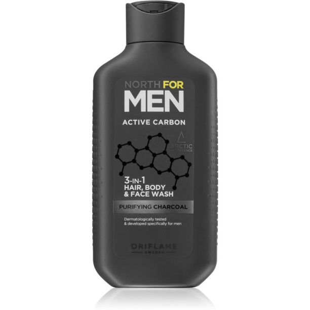 Oriflame North for Men Active Carbon освежаващ душ гел 3 в 1 250 мл.