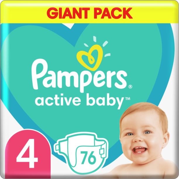 Pampers Active Baby Size 4 еднократни пелени 9-14 kg 76 бр. на ниска цена