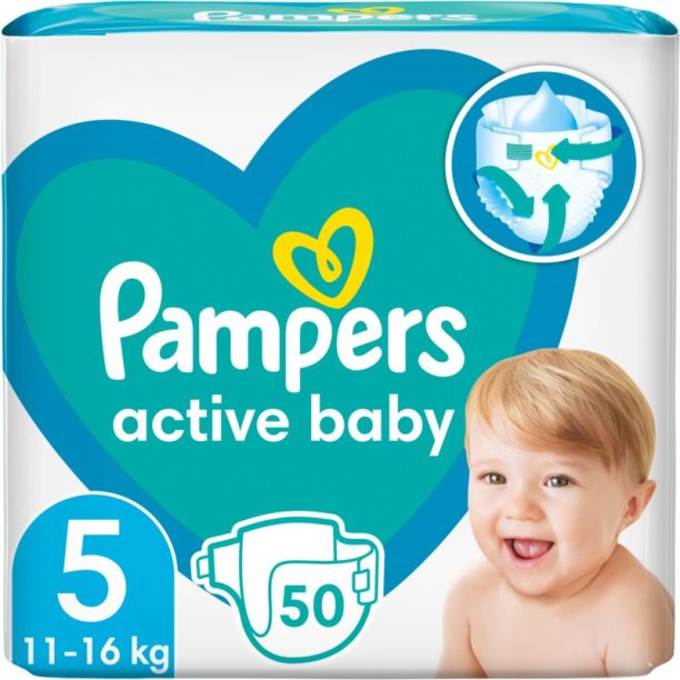 Pampers Active Baby Size 5 еднократни пелени 11-16 kg 50 бр. на ниска цена