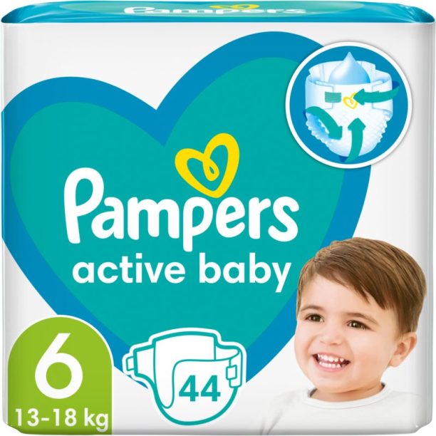 Pampers Active Baby Size 6 еднократни пелени 13-18 kg 44 бр. на ниска цена