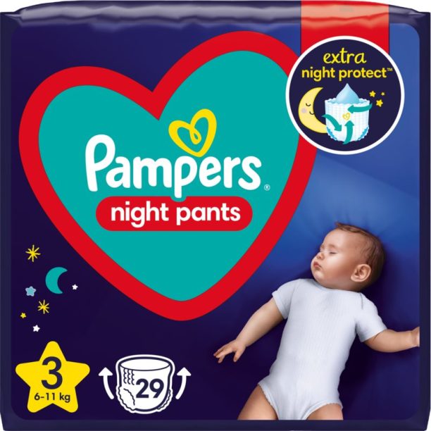 Pampers Night Pants Size 3 еднократни пелени гащички за нощ 6-11 kg 29 бр.