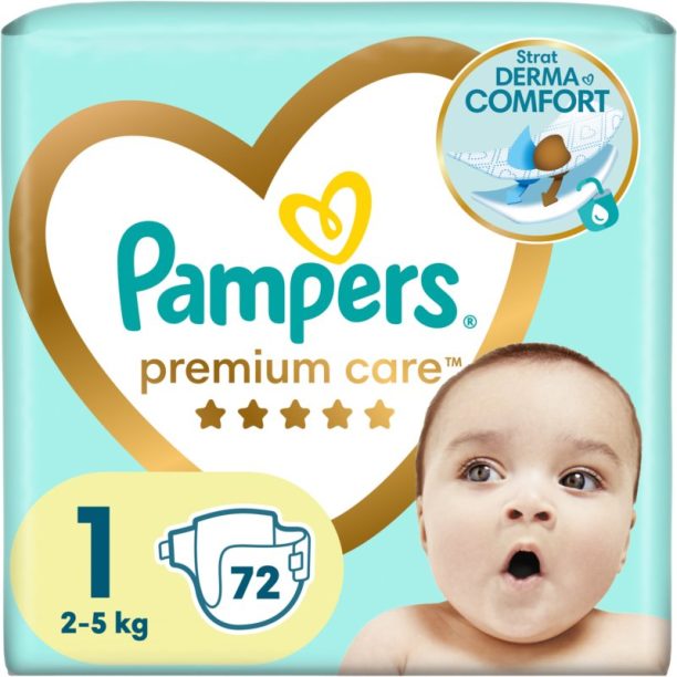 Pampers Premium Care Size 1 еднократни пелени 2-5 kg 72 бр.