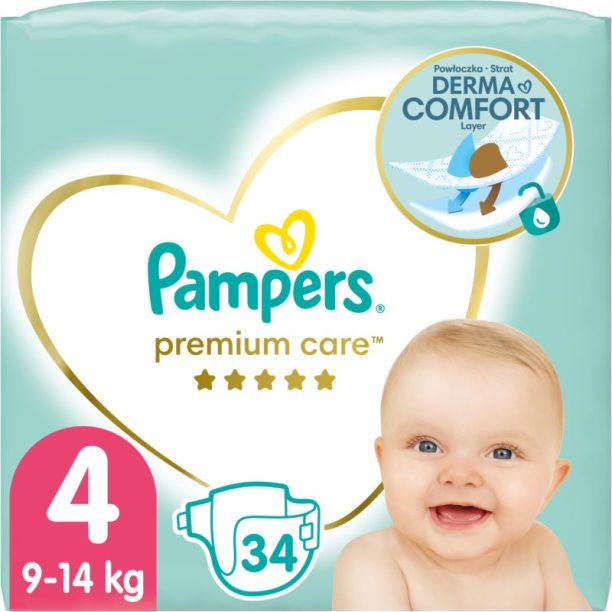 Pampers Premium Care Size 4 еднократни пелени 9-14 kg 34 бр.