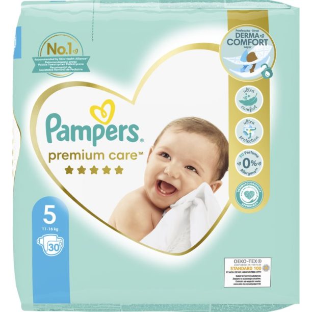 Pampers Premium Care Size 5 еднократни пелени 11-16 kg 30 бр.