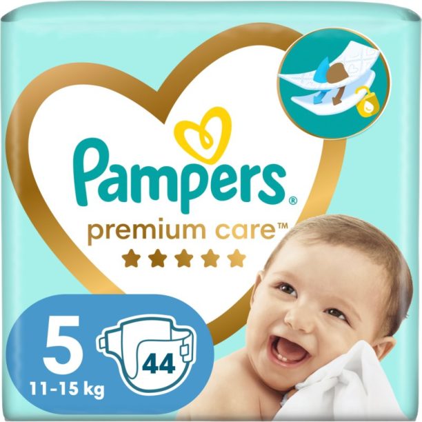 Pampers Premium Care Size 5 еднократни пелени 11-16 kg 44 бр. на ниска цена