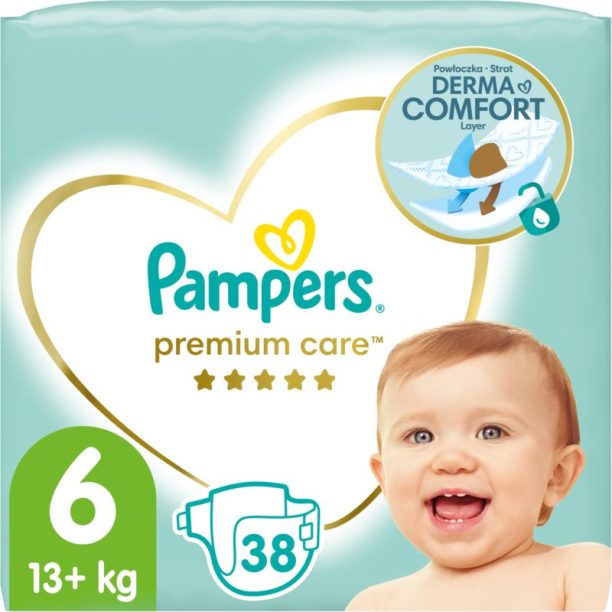 Pampers Premium Care Size 6 еднократни пелени 13+ kg 38 бр. на ниска цена