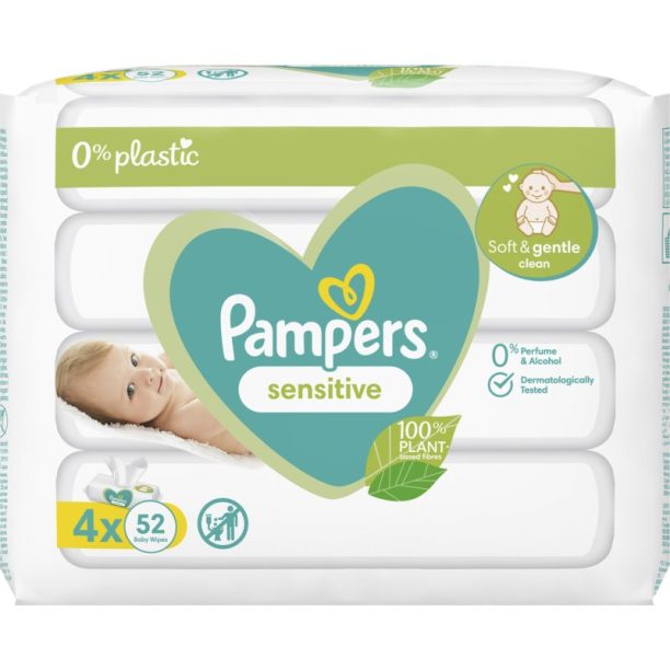 Pampers Sensitive Baby мокри почистващи кърпички за деца за чувствителна кожа 4x52 бр.