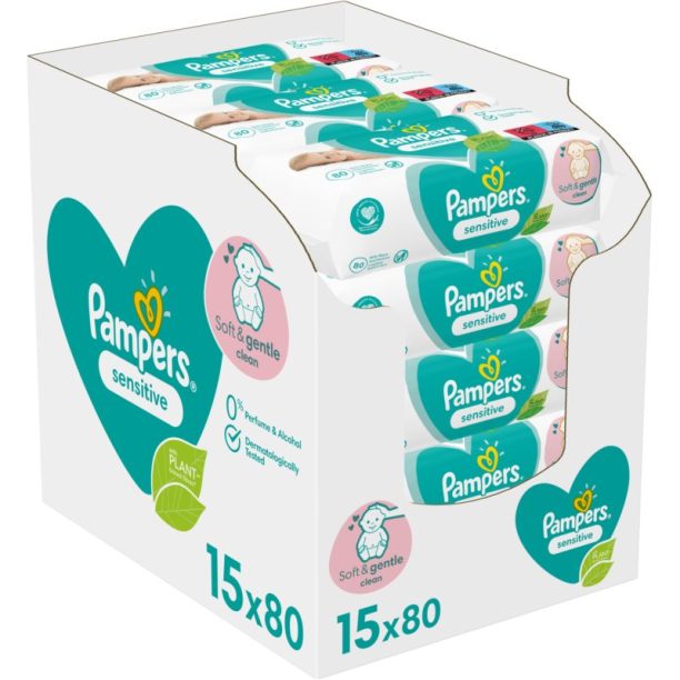 Pampers Sensitive XXL мокри почистващи кърпички за деца за чувствителна кожа на ниска цена