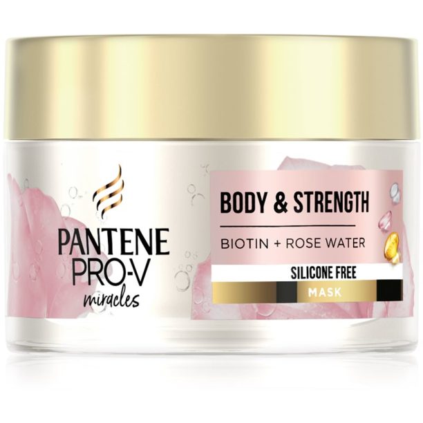 Pantene Body & Strength Rose Water маска за коса за фина към нормална коса 160 мл. на ниска цена