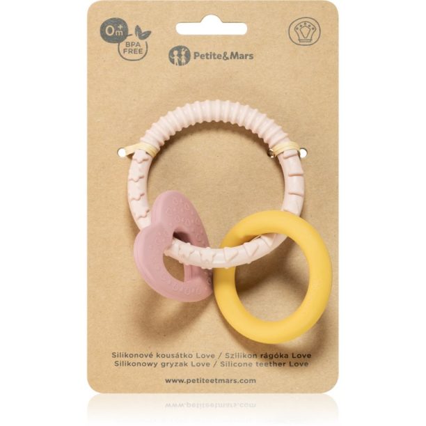 Petite&Mars Silicone teether гризалка Love 0 m+ 1 бр.