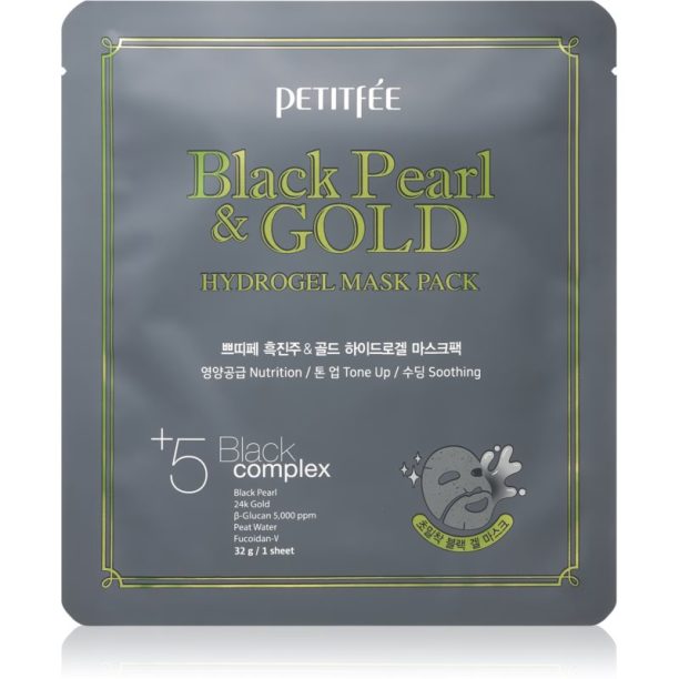 Petitfée Black Pearl & Gold интензивна хидрогелна маска с 24 каратово злато 32 гр.