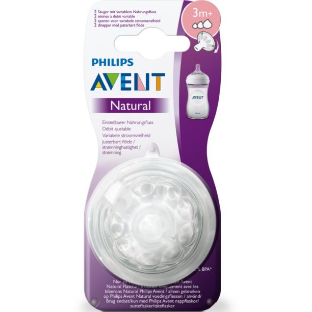 Philips Avent Natural Variable Flow Teats биберон за шише Variable Flow 3m+ 2 бр. на ниска цена