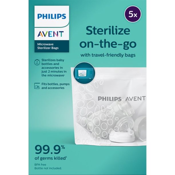 Philips Avent Sterilize on-the-go пликчета за стерилизиране за микровълнова фурна 5 бр. на ниска цена