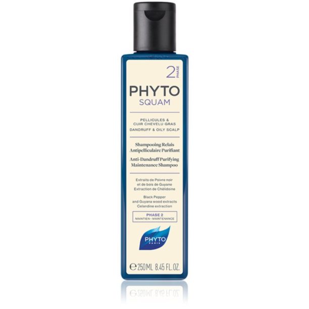 Phyto Phytosquam Anti-Dandruff Purifying Shampoo дълбоко почистващ шампоан за мазен скалп против пърхот 250 мл.