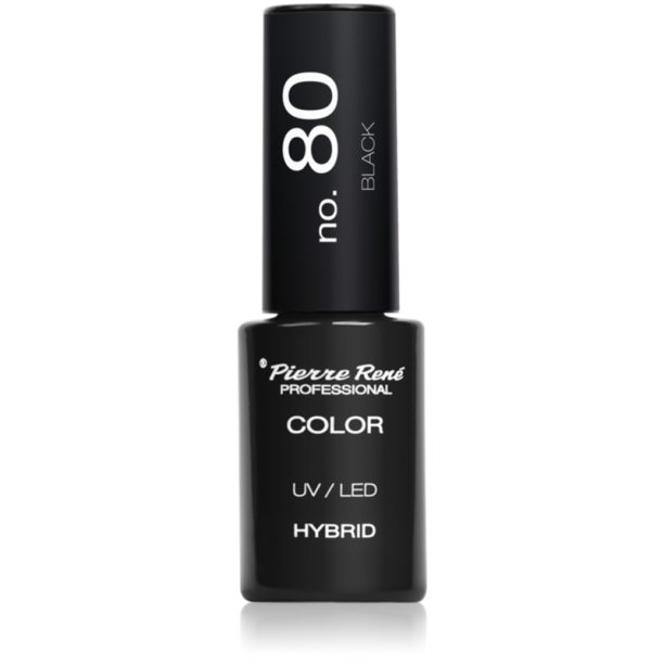 Pierre René Nails Hybrid гел лак за нокти с използване на UV/LED лампа цвят No. 80 Black 6 мл.