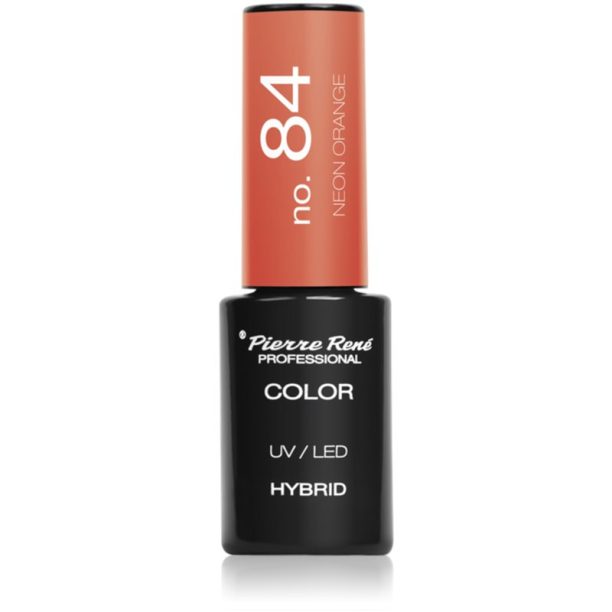 Pierre René Nails Hybrid гел лак за нокти с използване на UV/LED лампа цвят No. 84 Neon Orange 6 мл.