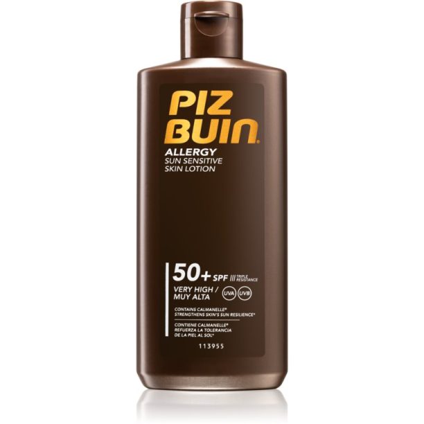 Piz Buin Allergy защитно мляко за загар за суха и чувствителна кожа SPF 50+ 200 мл.