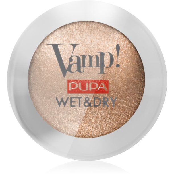 Pupa Vamp! Wet&Dry сенки за очи за мокро и сухо нанасяне перлен блясък цвят 101 Precious Gold 1 гр.