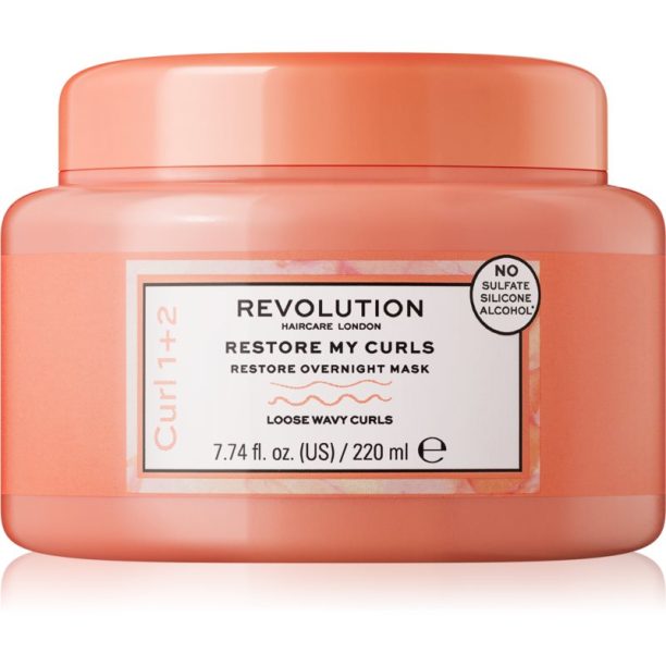 Revolution Haircare My Curls 1+2 Restore My Curls нощна регенерираща маска за чуплива коса 220 мл.