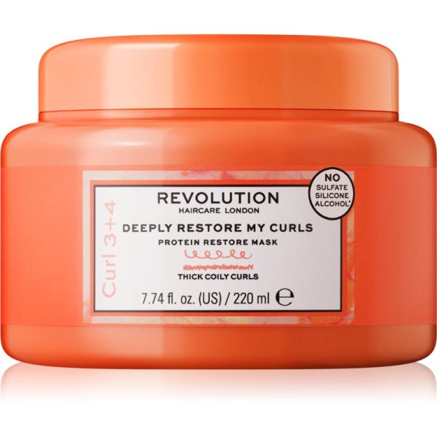 Revolution Haircare My Curls 3+4 Deeply Restore My Curls дълбоко регенерираща маска за къдрава коса 220 мл.