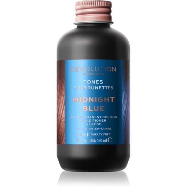 Revolution Haircare Tones For Brunettes тониращ балсам за коса с кафяви нюанси цвят Midnight Blue 150 мл. на ниска цена