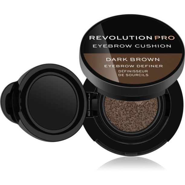 Revolution PRO Eyebrow Cushion боя за вежди в гъба цвят Dark Brown 2.2 гр.