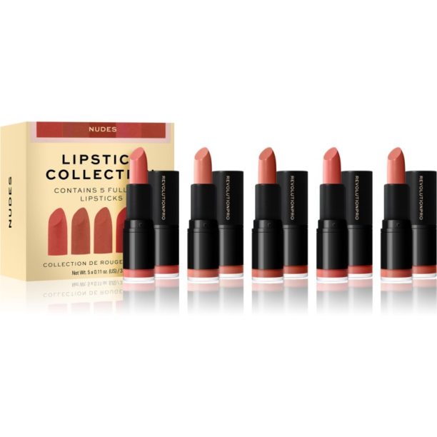 Revolution PRO Lipstick Collection сатенено червило подаръчен комплект цвят Nudes 5x3