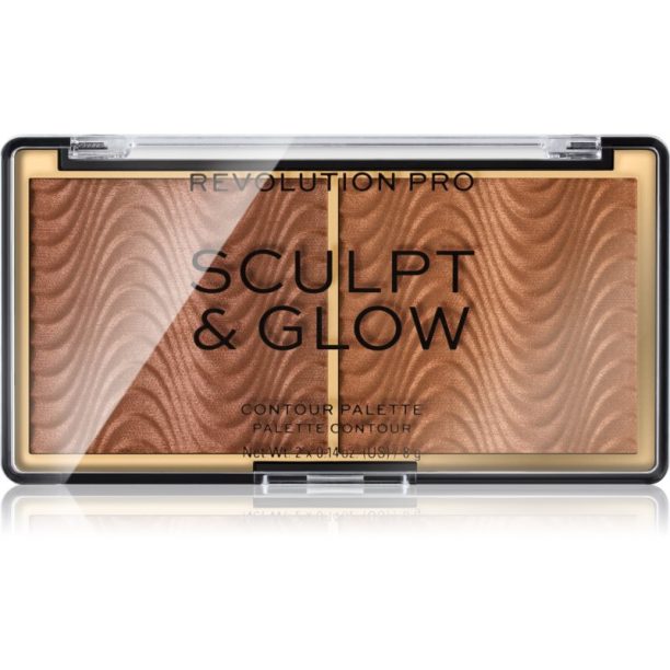 Revolution PRO Sculpt And Glow палитра за контуриране и озаряване цвят Medium-Deep 8 гр. на ниска цена