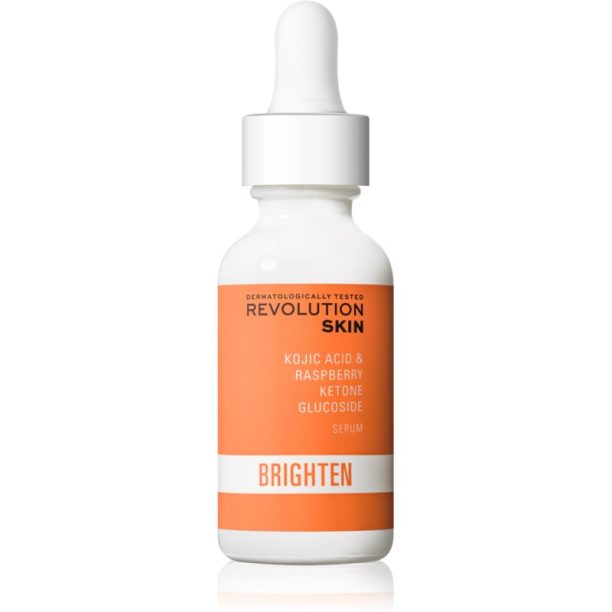 Revolution Skincare Brighten Kojic Acid & Raspberry Ketone Glucoside озаряващ хидратиращ серум да уеднакви цвета на кожата 30 мл. на ниска цена