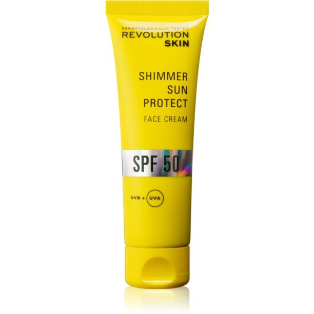 Revolution Skincare Sun Protect Shimmer озаряващ защитен крем SPF 50 50 мл. на ниска цена