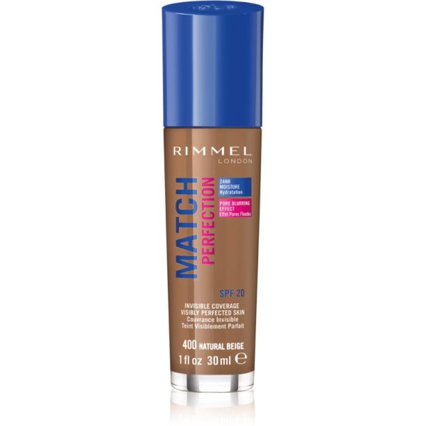 Rimmel Match Perfection течен фон дьо тен SPF 20 цвят 400 Natural Beige 30 мл. на ниска цена