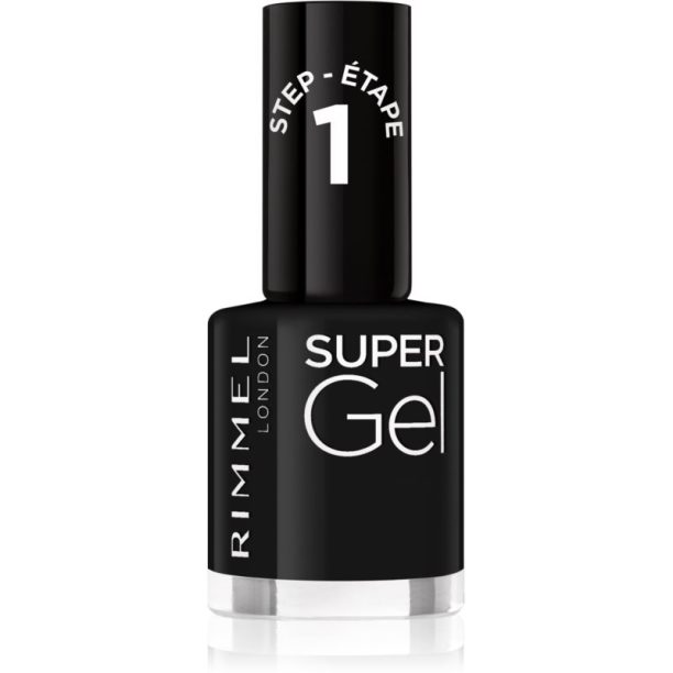 Rimmel Super Gel гел лак за нокти без използване на UV/LED лампа цвят 070 Black Obsession 12 мл.