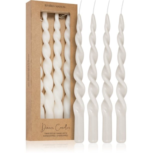 Rivièra Maison Twisted Dinner Candles White свещ 4x30 см