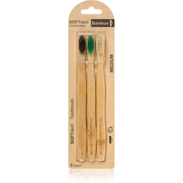 SOFTdent Bamboo Medium - 3 pack бамбукова четка за зъби 3 бр.